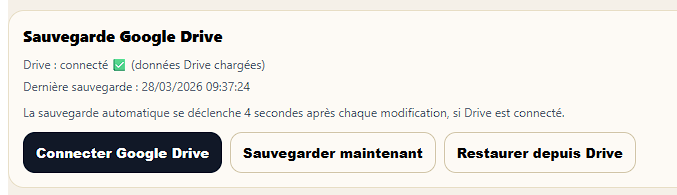 Stateri — Connexion et synchronisation Google Drive
