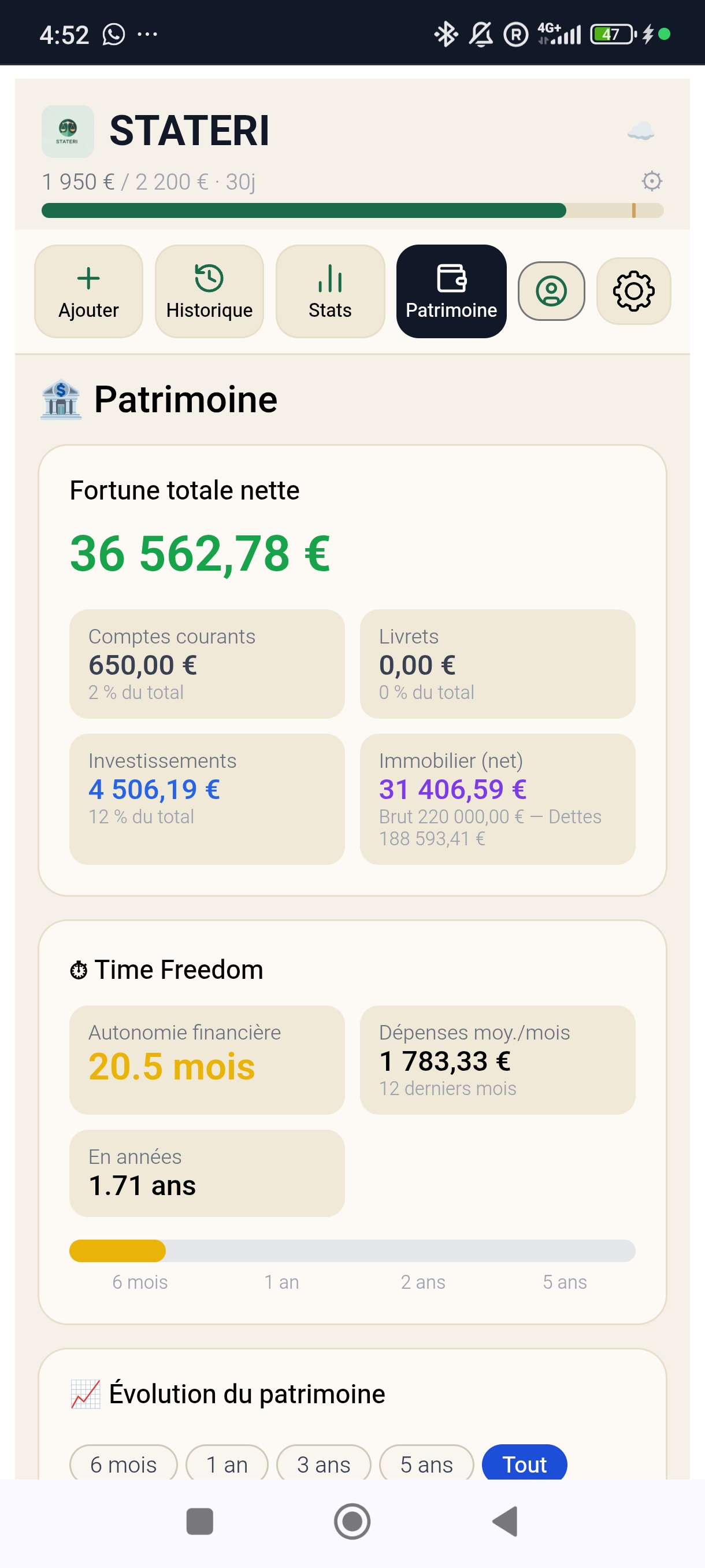 Stateri — Interface de gestion de budget et de patrimoine